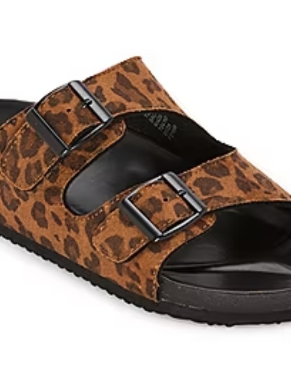 Arizona Jean Company Leopard Print Double Buckle Slide Sandal - Brown